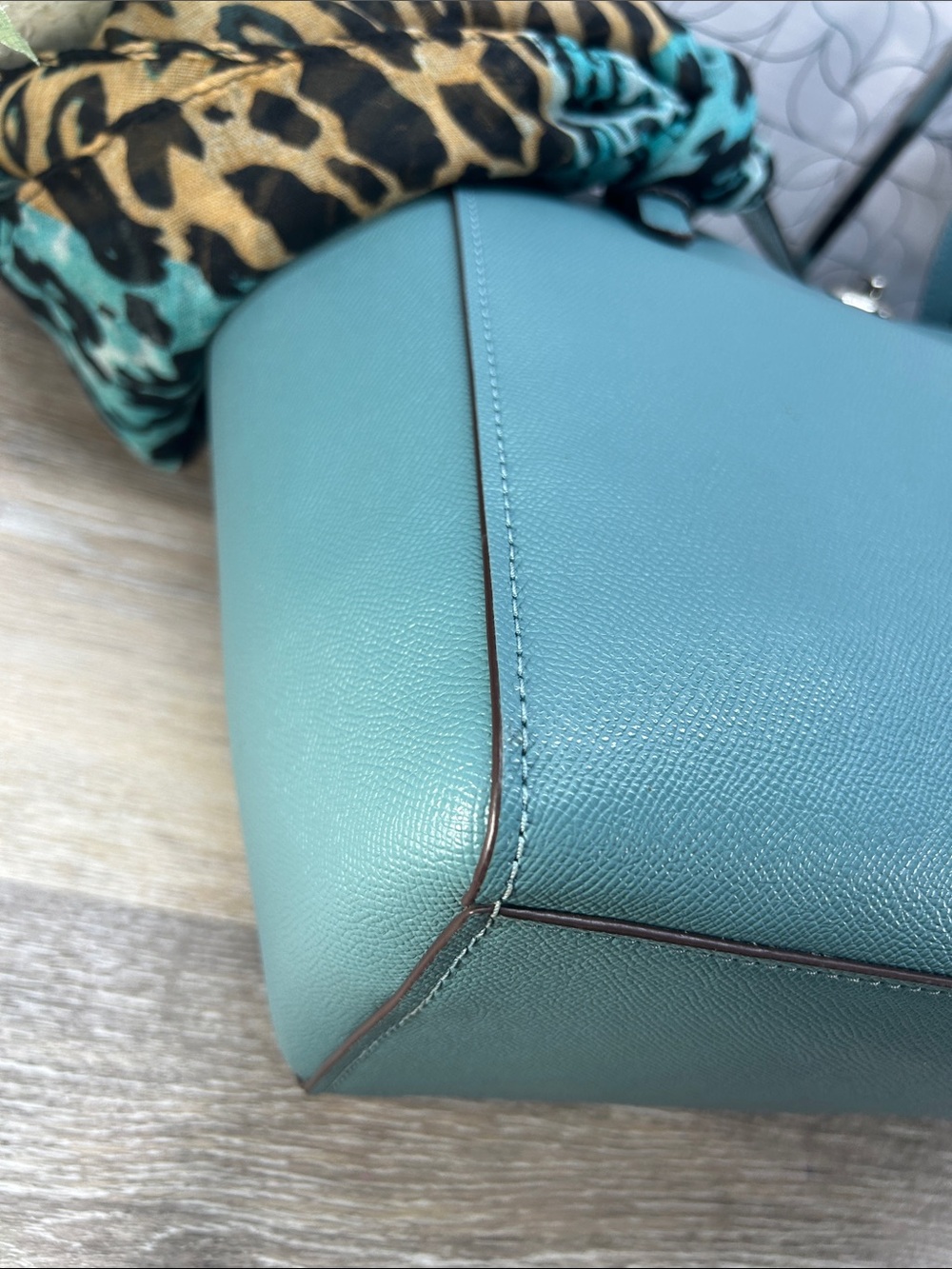 3674 Coach Teal Leather large Tote Bag 267023674 - Picture 15 of 15